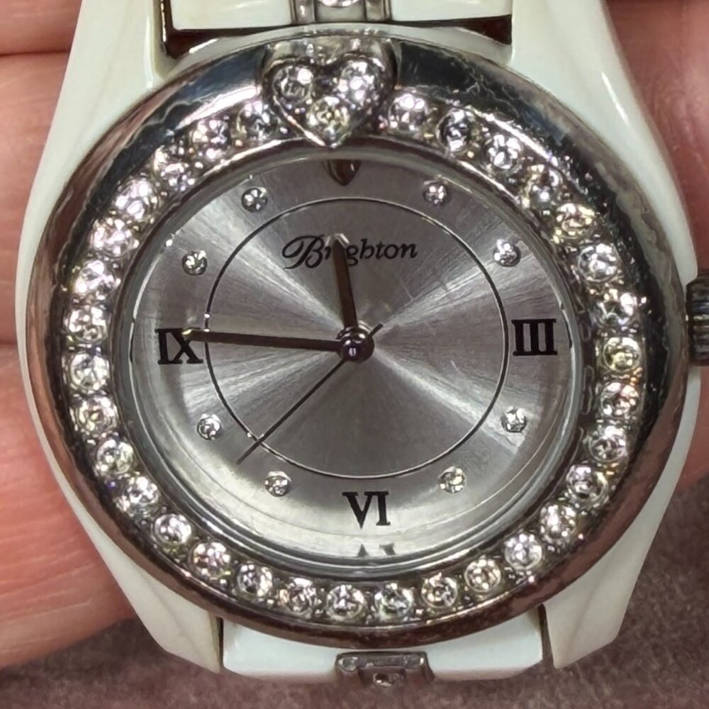 Brighton Dana Point White Link Watch with Swarovski Crystals β Needs Battery - Picture 2 of 12